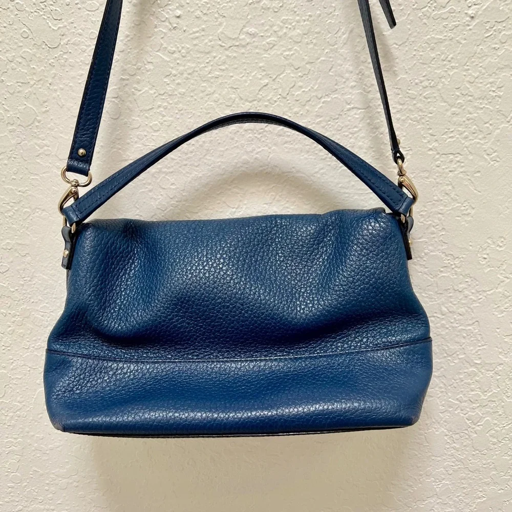 Kate Spade Cobble Hill Little Minka Blue Pebbled Leather Satchel Crossbody Bag
